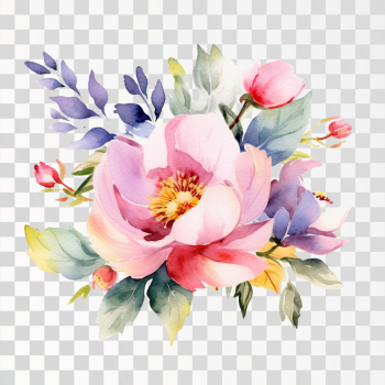 Flowers watercolor, png transparent background