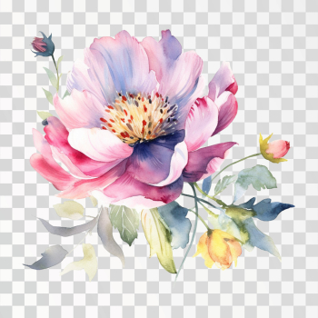 Flowers watercolor, png transparent background