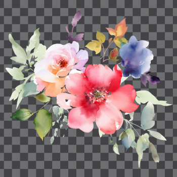 Flowers watercolor, png transparent background