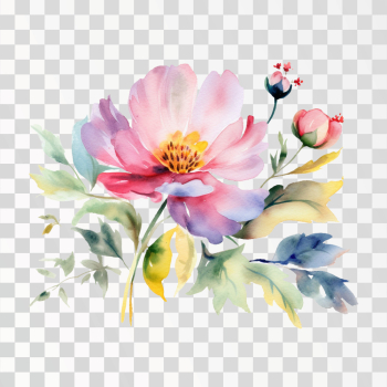 Flowers watercolor, png transparent background