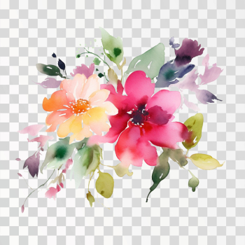 Flowers watercolor, png transparent background