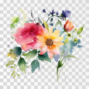 Flowers watercolor, png transparent background