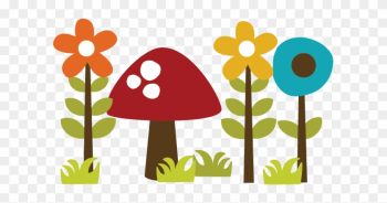 Flowers With Mushroom Svg File For Scrapbooking Cardmaking - Mushroom And Flower Clipart