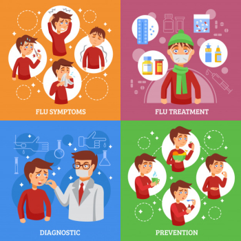 Flu concept flat square banner Flu concept flat square banner
