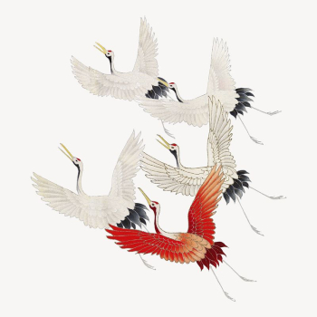 Flying cranes collage element, Japanese | Free PSD Illustration - rawpixel Flying cranes collage element, Japanese | Free PSD Illustration - rawpixel