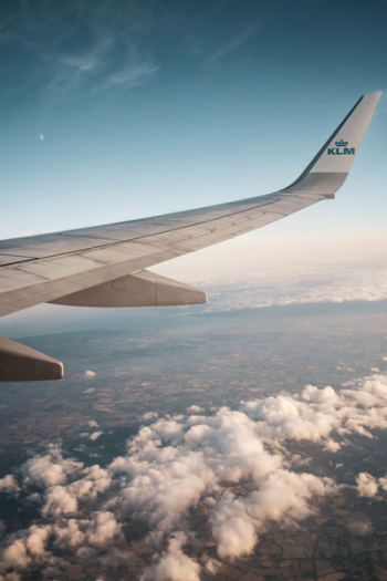 Flying Klm Airliner Above Clouds Flying Klm Airliner Above Clouds