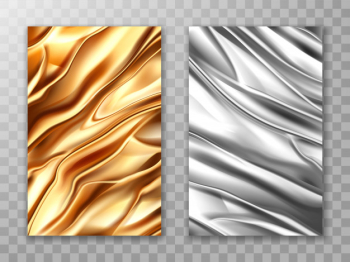 Foil golden and silver, crumpled metal texture set Free Vector Foil golden and silver, crumpled metal texture set Free Vector