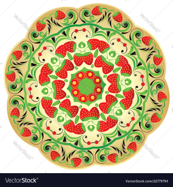 Folk ornament with strawberries vector image Folk ornament with strawberries vector image