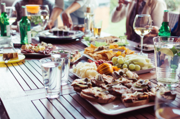 Food and drinks on a summer garden party Food and drinks on a summer garden party