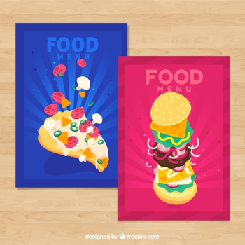 Food cards collection with fast food Food cards collection with fast food