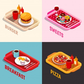 Food cooking isometric concept Free Vector Food cooking isometric concept Free Vector