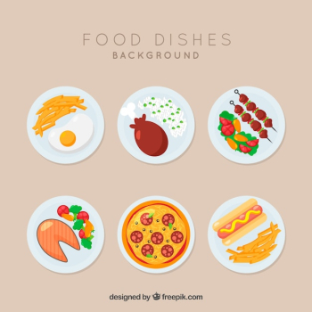 Food dishes collection with flat design Food dishes collection with flat design