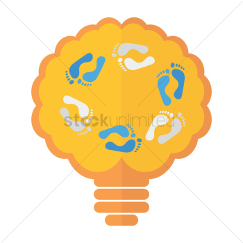 Footprints in a brain shaped light bulb Footprints in a brain shaped light bulb