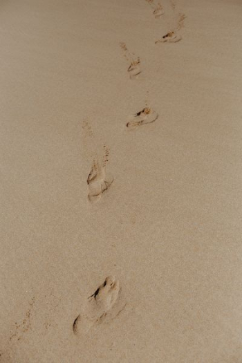 Footprints on a sandy beach, Portugal Footprints on a sandy beach, Portugal