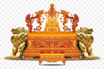 Forbidden City Emperor of China Table Throne Chair - Golden Throne A pair of lions 