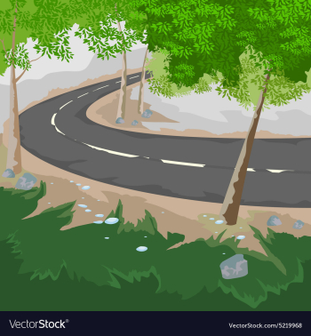 Forest and road vector image Forest and road vector image