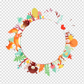 , Forest animal watercolor round background transparent background PNG clipart , Forest animal watercolor round background transparent background PNG clipart