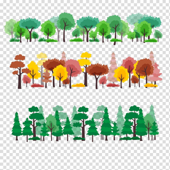 Forest , Tree Forest Cartoon, four seasons forest transparent background PNG clipart