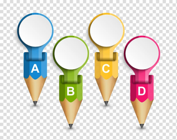 Four assorted-color pencil illustration, Paper Infographic Pencil Template, Color folding pencil material transparent background PNG clipart