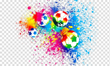 Four assorted-color soccer ball illustration, 2016 Summer Olympics Rio de Janeiro Poster Banner, football transparent background PNG clipart