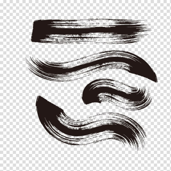 Four black paint strokes, Watercolor painting Ink brush Paintbrush Ink wash painting, Brush pen brush ink strokes transparent background PNG clipart