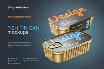 Four Fish Tin Can Mockups Four Fish Tin Can Mockups
