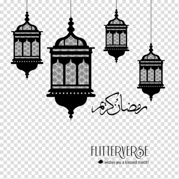 Four Flitterverse lantern silhouette, Quran Light Ramadan Fanous Islam, light transparent background PNG clipart