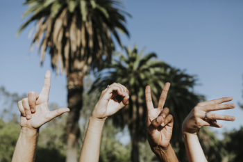 Four Hands Doing Love Signs Four Hands Doing Love Signs