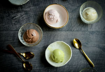 four ice creams on cups four ice creams on cups