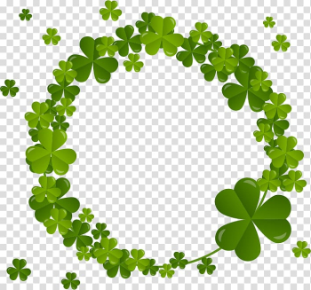 Four-leaf clover Shamrock Saint Patricks Day, Clover wreath transparent background PNG clipart