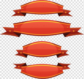 Four red banners illustration, Ribbon Circus Cartoon, Circus transparent background PNG clipart