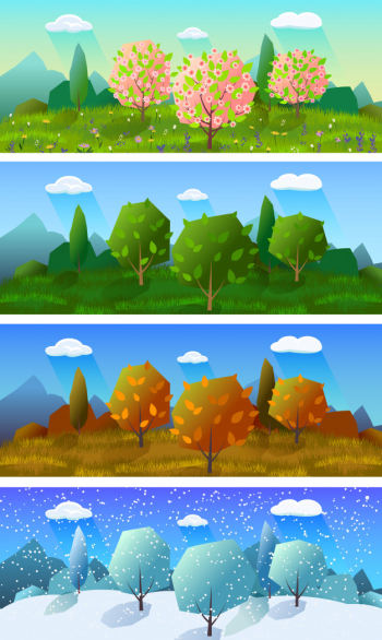 Four seasons landscape banners set Four seasons landscape banners set