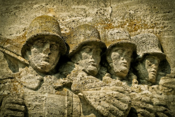 Four Soldier Stone Carved Four Soldier Stone Carved