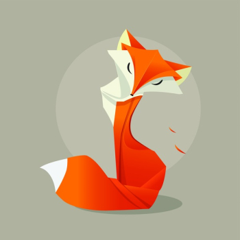 Fox. Orange Fox in the style of origami. Fox can use logo or icon. Vector Origami Fox. Paper fox.
