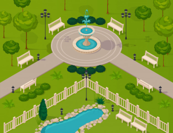 Fragment of city park landscape Free Vector Fragment of city park landscape Free Vector