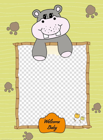 Frame, Cute hippo border transparent background PNG clipart Frame, Cute hippo border transparent background PNG clipart
