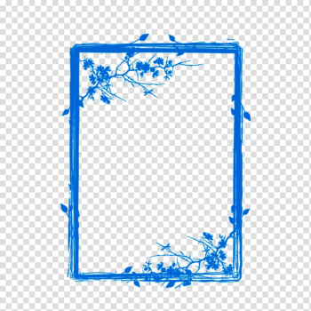 Frame Film frame Frame line, Blue chalk frame plant pattern transparent background PNG clipart