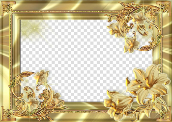 Frame, Gold Flower Frame transparent background PNG clipart