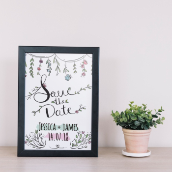 Frame mockup with floral decoration Free Psd