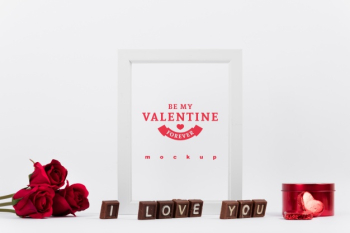 Frame mockup with valentine concept Free Psd