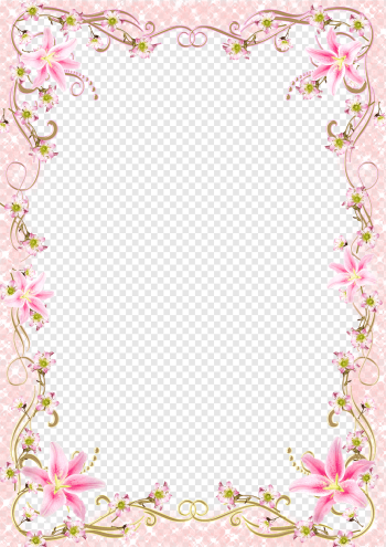 frame Template, Floral Border Frame romantic pink line, pink flowers frame, frame, flower Arranging, golden Frame png