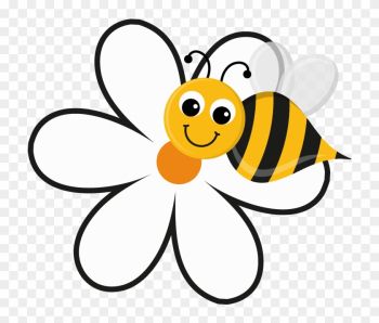 Free Bee And Flower Clipart Image 5149, Bee And Flower - Cartoon Bee On A Flower