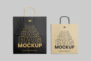 Free Big and Small Paper Bag Mockup