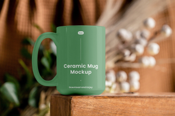 Free Big Mug on Table Mockup Free Big Mug on Table Mockup