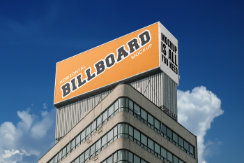 Free Billboards on Tall Building Mockup