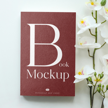 Free Book Cover with Flower Mockup