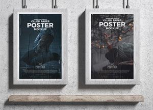 Free Branding Glued Paper Posters Mockup PSD clued paper poster clued paper poster mockup mockup 
