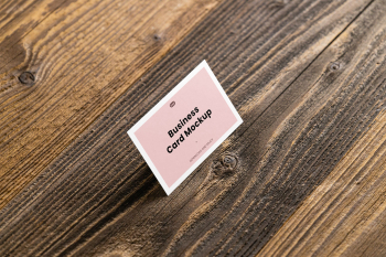 Free Business Card on Wood Mockup Free Business Card on Wood Mockup