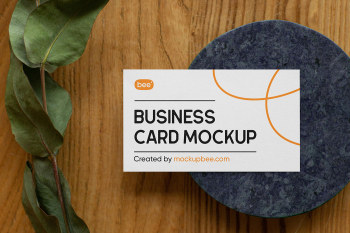 Free Business Card with Plant Mockup