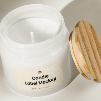 Free Candle with Wooden Cap Mockup Free Candle with Wooden Cap Mockup